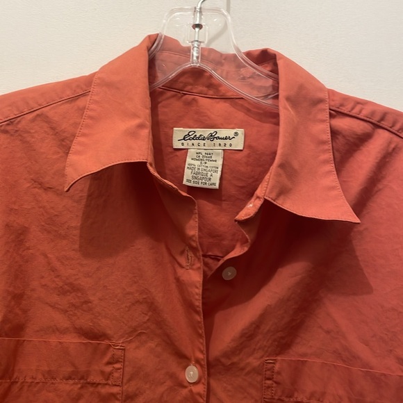 Eddie Bauer burnt orange button down cotton dress shirt size small - Picture 3 of 7